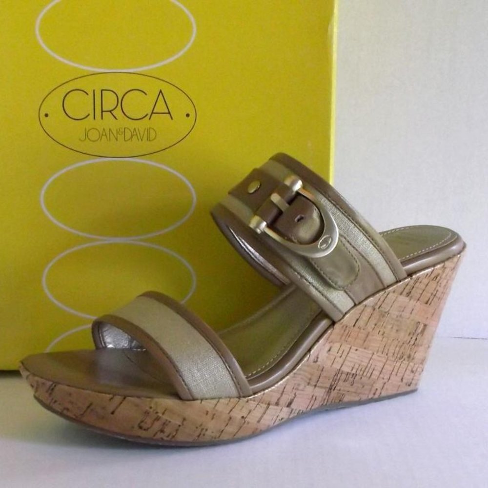 Circa Joan & David Xema Tan Cork Wedge Sandals